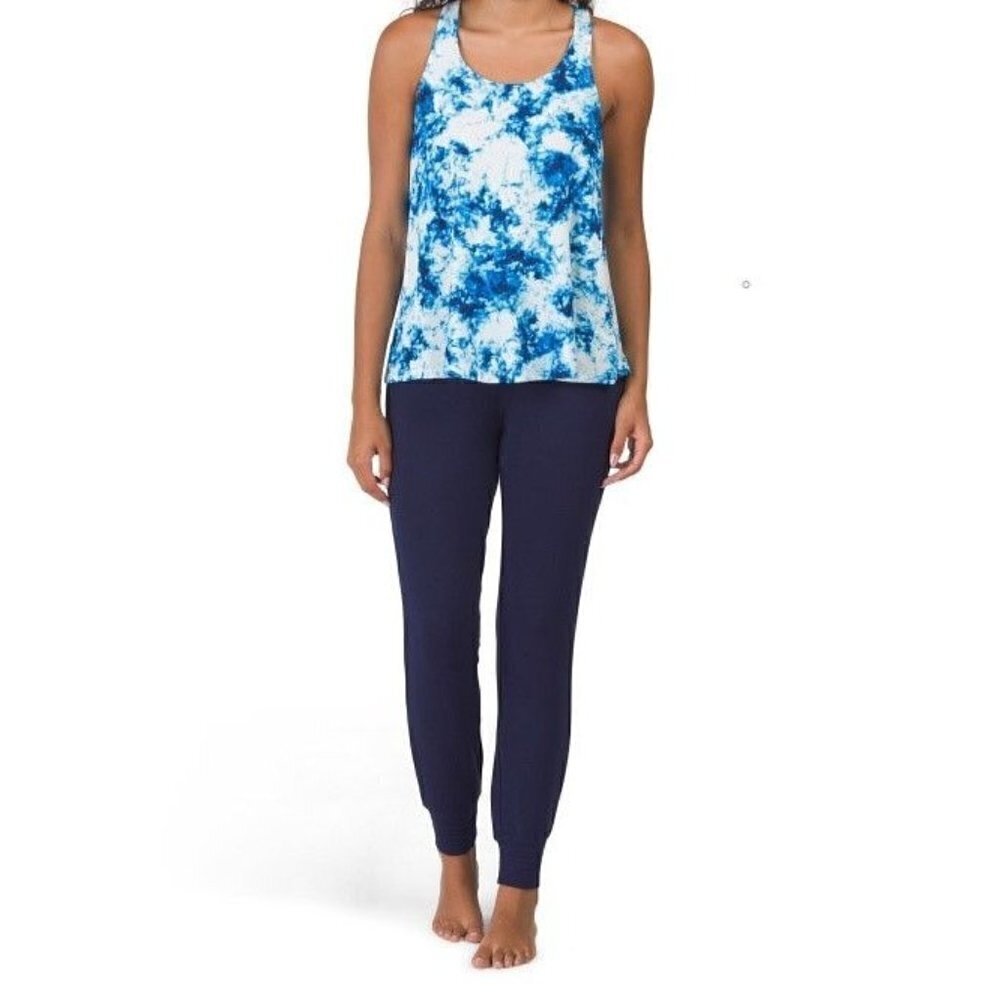 RACHEL ZOE 3pc Tie Dye Blue Shorts Pant And Tank Top Set Size S